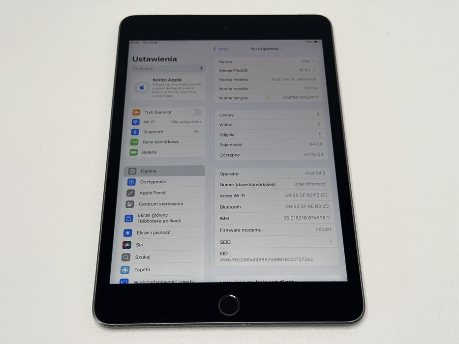 iPad mini 5 (A2124) - Cellular (LTE) - 64GB - faktura VAT 23%