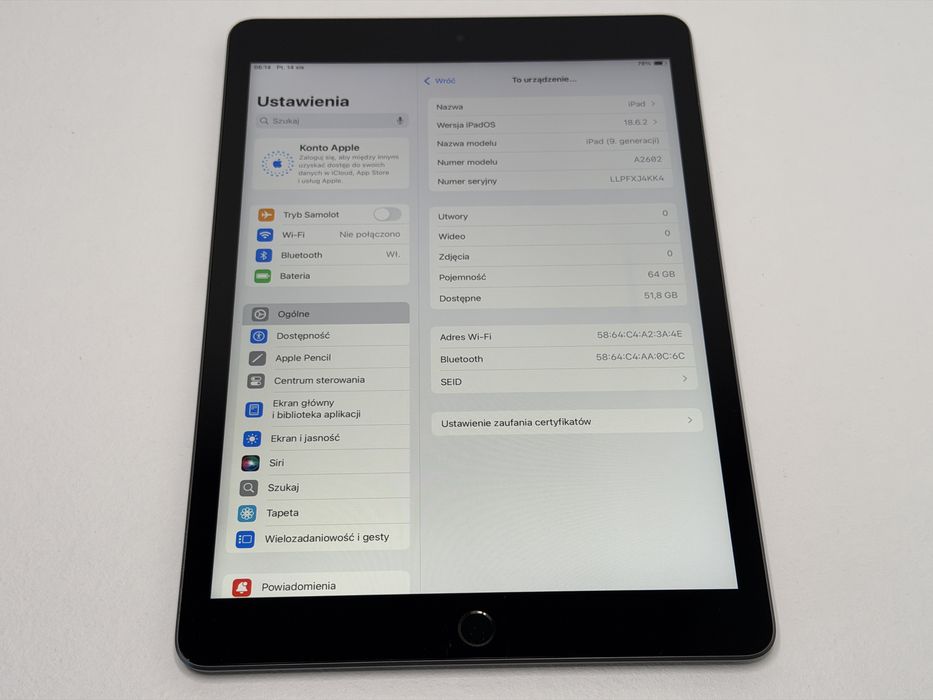 iPad 9. gen. (A2602) - 64GB - Space Gray - faktura VAT 23%