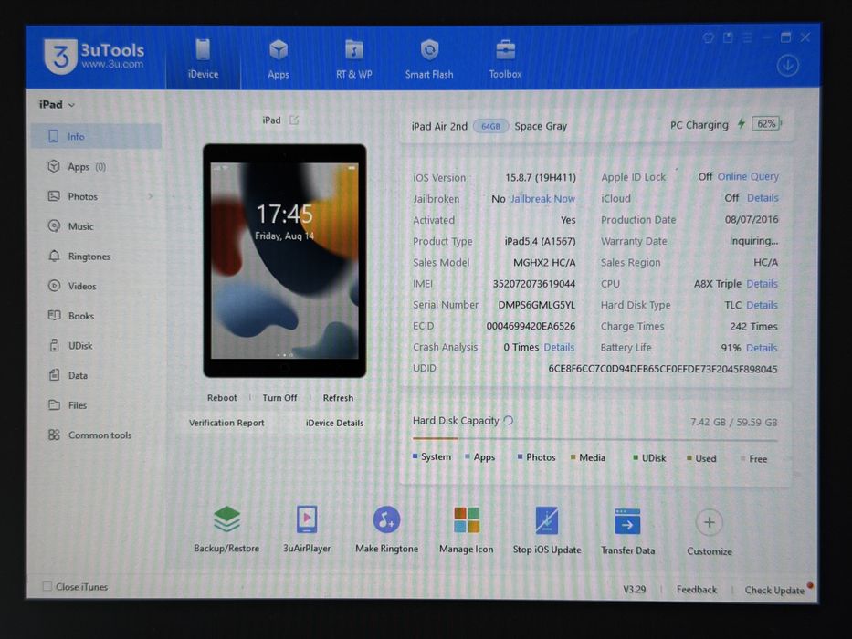 iPad Air 2 (A1567) - 64GB - Cellular (LTE) - Space Gray - faktura VAT 23%