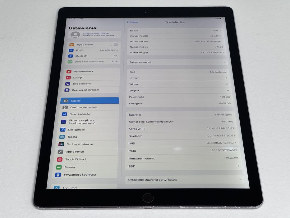 iPad Pro 12.9 1. gen. (A1652) - 128GB - Cellular (LTE) - faktura VAT 23%