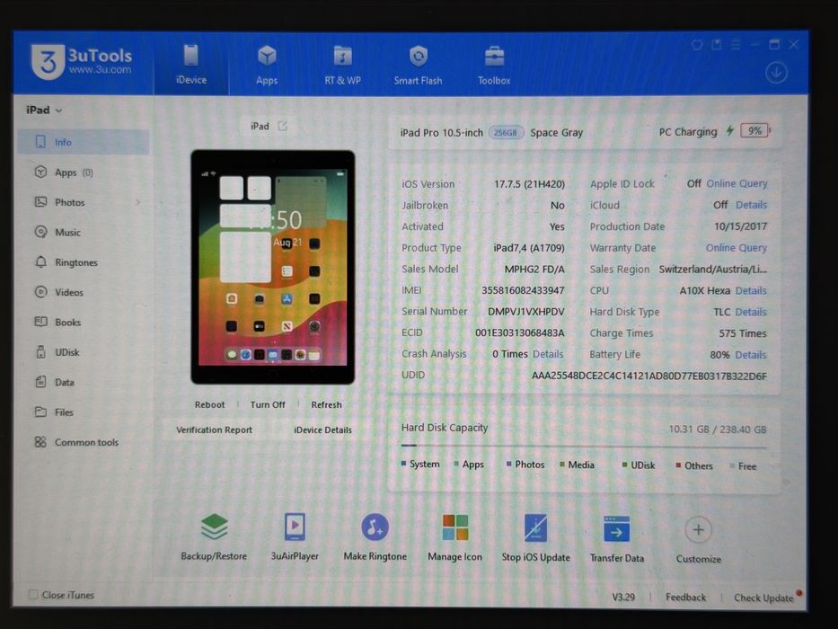 iPad Pro 10.5 (A1709) - 256GB - Cellular (LTE) - Space Gray - faktura VAT 23%