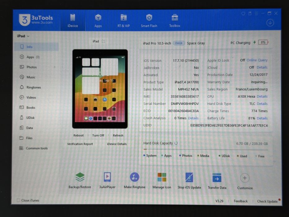 iPad Pro 10.5 (A1709) - 256GB - Cellular (LTE) - Space Gray - faktura VAT 23%