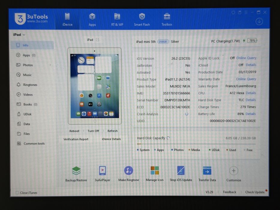 iPad mini 5 (A2124) - 256GB - Cellular (LTE) - faktura VAT 23%