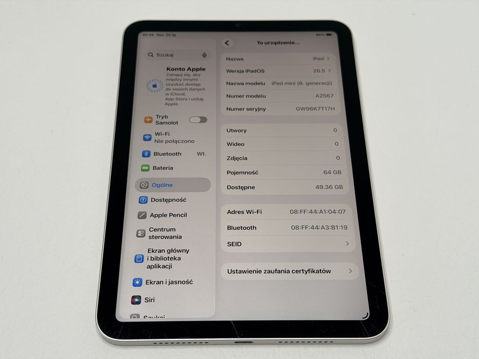 iPad mini 6 (A2567) - 64GB - faktura VAT 23%