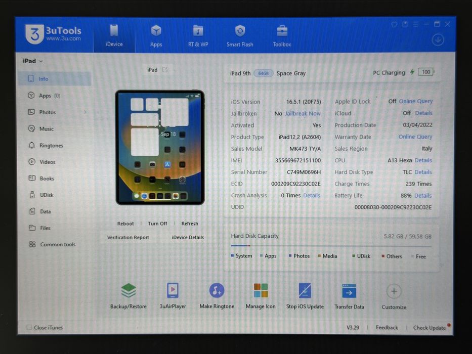 iPad 9. gen. (A2604) - 64GB - Cellular (LTE) - Space Gray - faktura VAT 23%