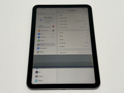 iPad mini 6 (A2567) - 64GB - Space Gray - uszkodzony - faktura VAT 23%