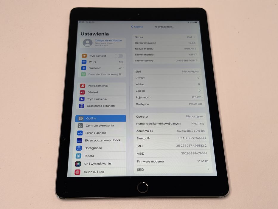 iPad Air 2 (A1567) - 128GB - Cellular (LTE) - faktura VAT 23%