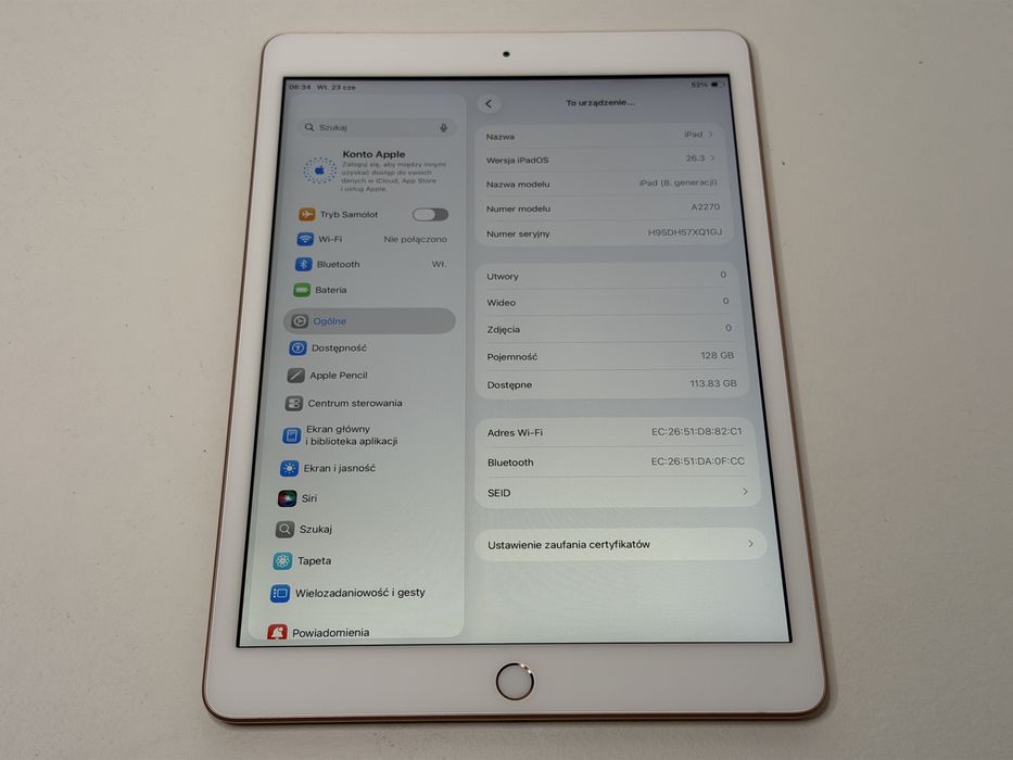 iPad 8. gen. (A2270) - 128GB - faktura VAT 23%