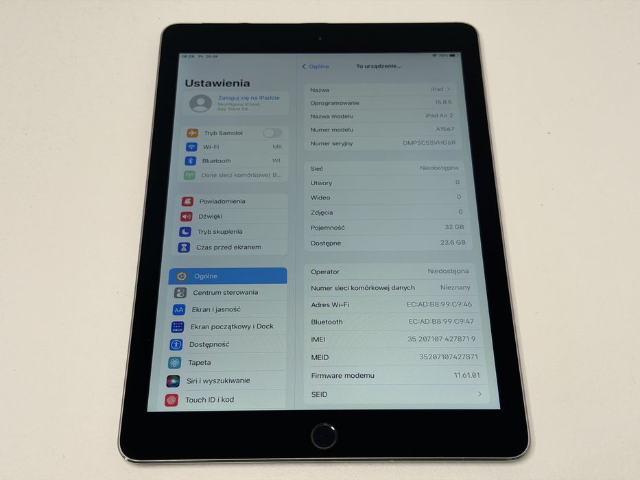 iPad Air 2 (A1567) - 32GB - Cellular (LTE) - faktura VAT 23%