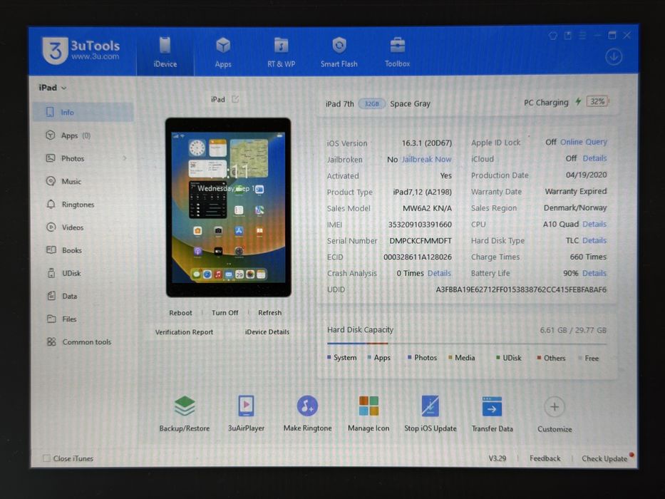 iPad 7. gen. (A2198) - 32GB - Cellular (LTE) - Space Gray - faktura VAT 23%