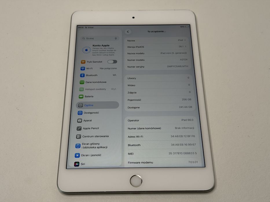 iPad mini 5 (A2124) - 256GB - Cellular (LTE) - faktura VAT 23%