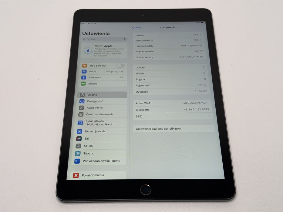 iPad 7. gen. (A2197) - 32GB - Space Gray - faktura VAT 23%