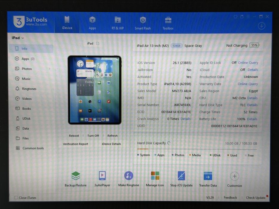 iPad Air 6 13 (A2898) - 128GB - Apple M2 - wada - faktura VAT 23%
