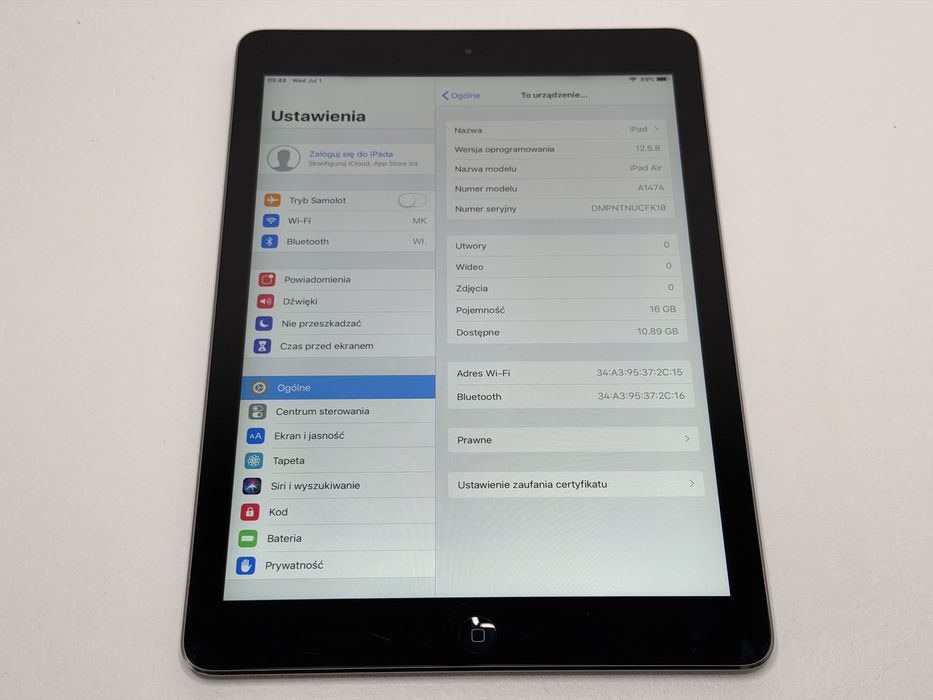 iPad Air 1 (A1474) - 16GB - faktura VAT 23%