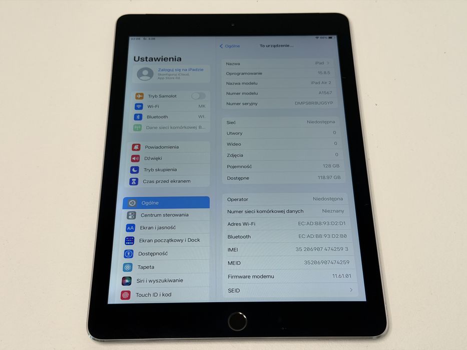 iPad Air 2 (A1567) - 128GB - Cellular (LTE) - faktura VAT 23%