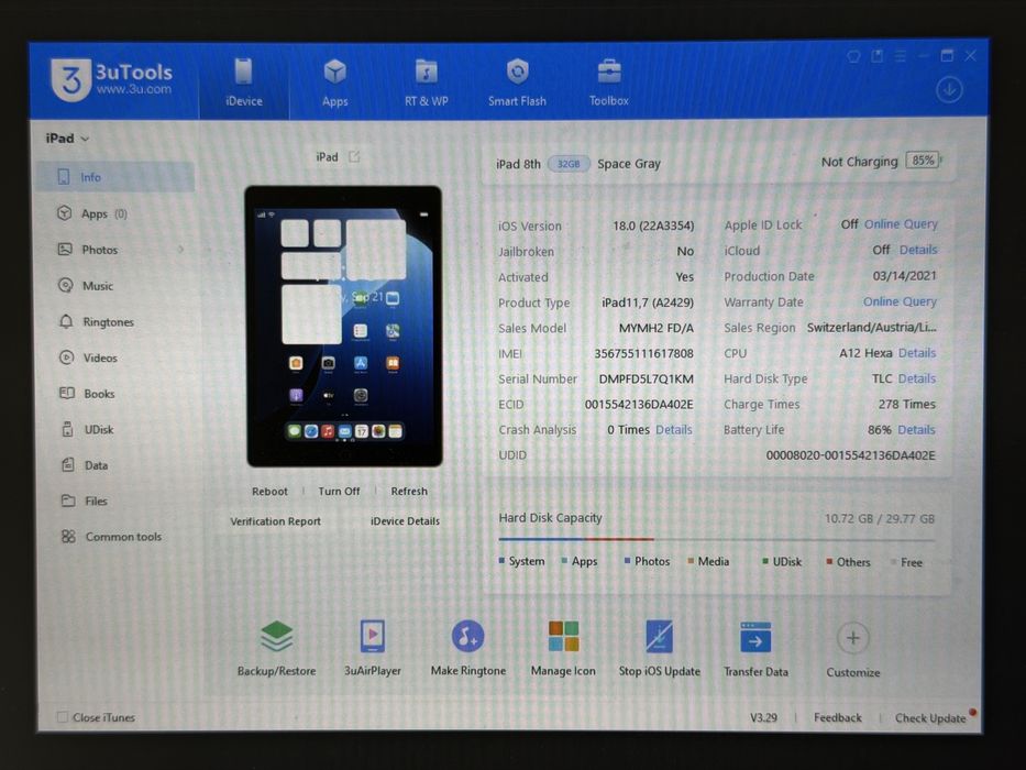iPad 8. gen. (A2429) - 32GB - Cellular (LTE) - Space Gray - faktura VAT 23%