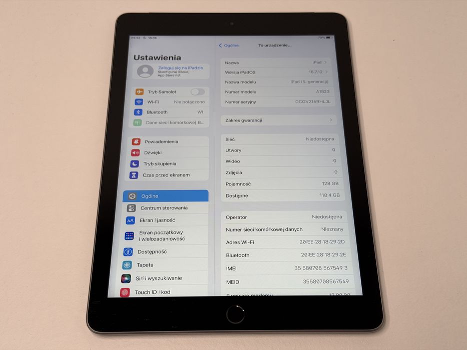 iPad 5 (A1823) - 128GB - Cellular (LTE) - faktura VAT 23%