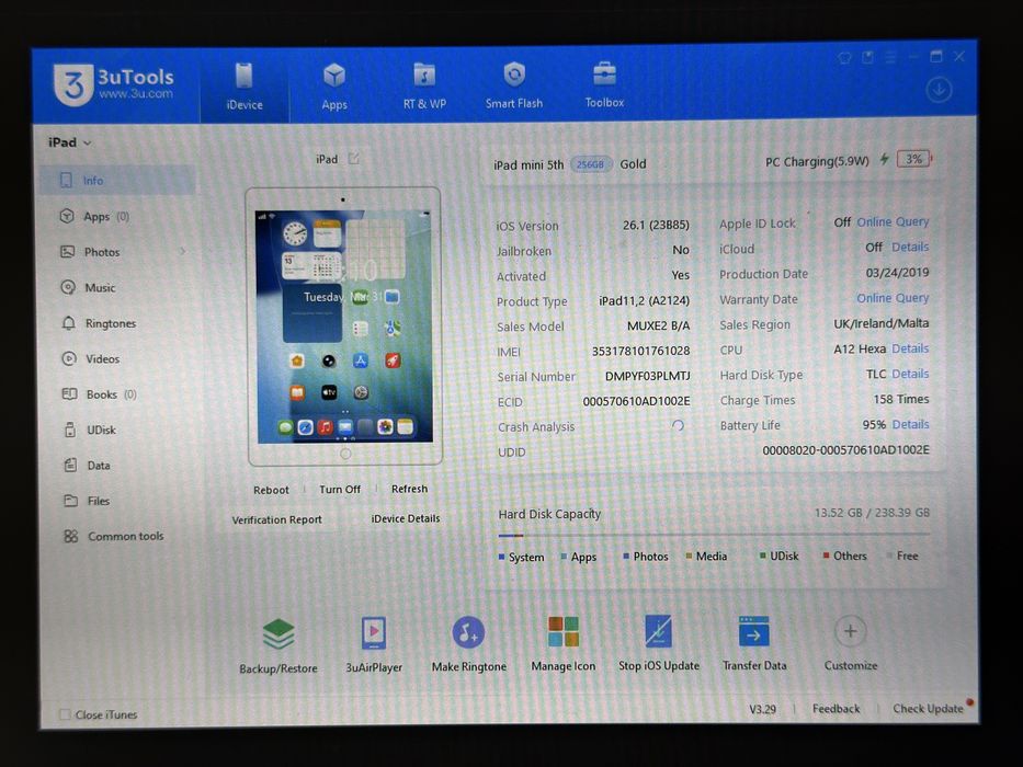 iPad mini 5 (A2124) - 256GB - Cellular (LTE) - faktura VAT 23%