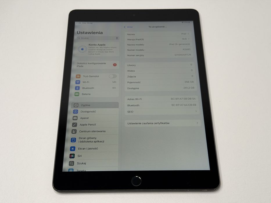 iPad 9. gen. (A2602) - 256GB - faktura VAT 23%