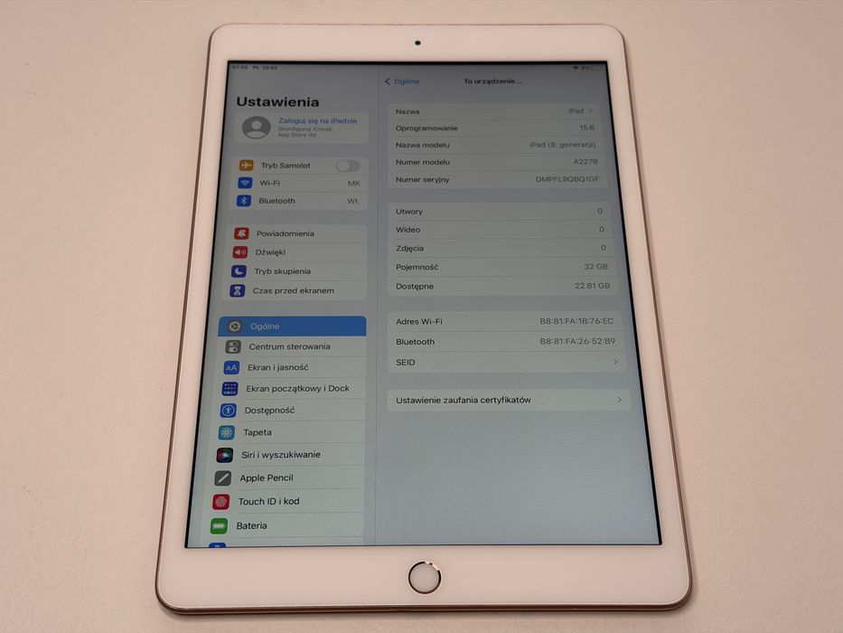 iPad 8. gen. (A2270) - 32GB - faktura VAT 23%