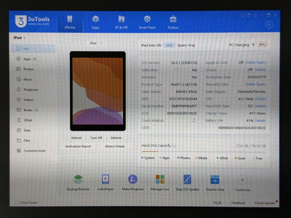 iPad mini 5 (A2124) - Cellular (LTE) - 64GB - pęknięty - faktura VAT 23%