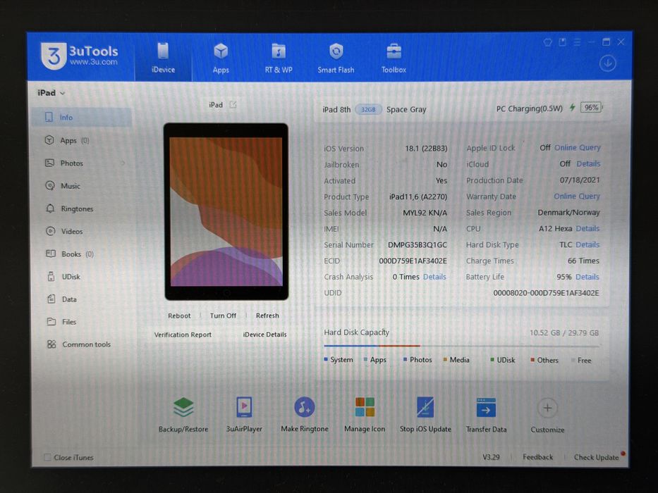 iPad 8. gen. (A2270) - 32GB - zbity - faktura VAT 23%