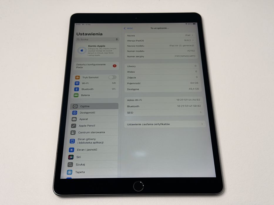 iPad Air 3 (A2152) - 64GB - faktura VAT 23%