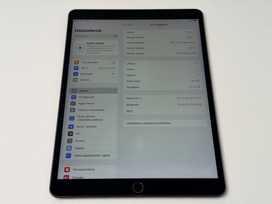 iPad Air 3 (A2152) - 64GB - faktura VAT 23%