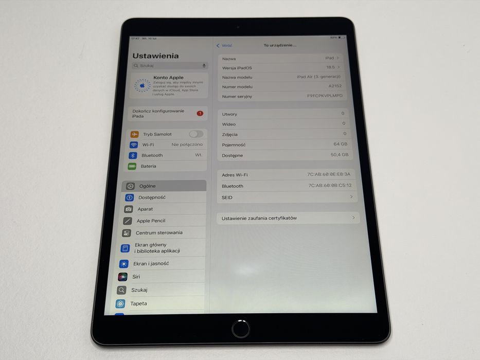 iPad Air 3 (A2152) - 64GB - faktura VAT 23%