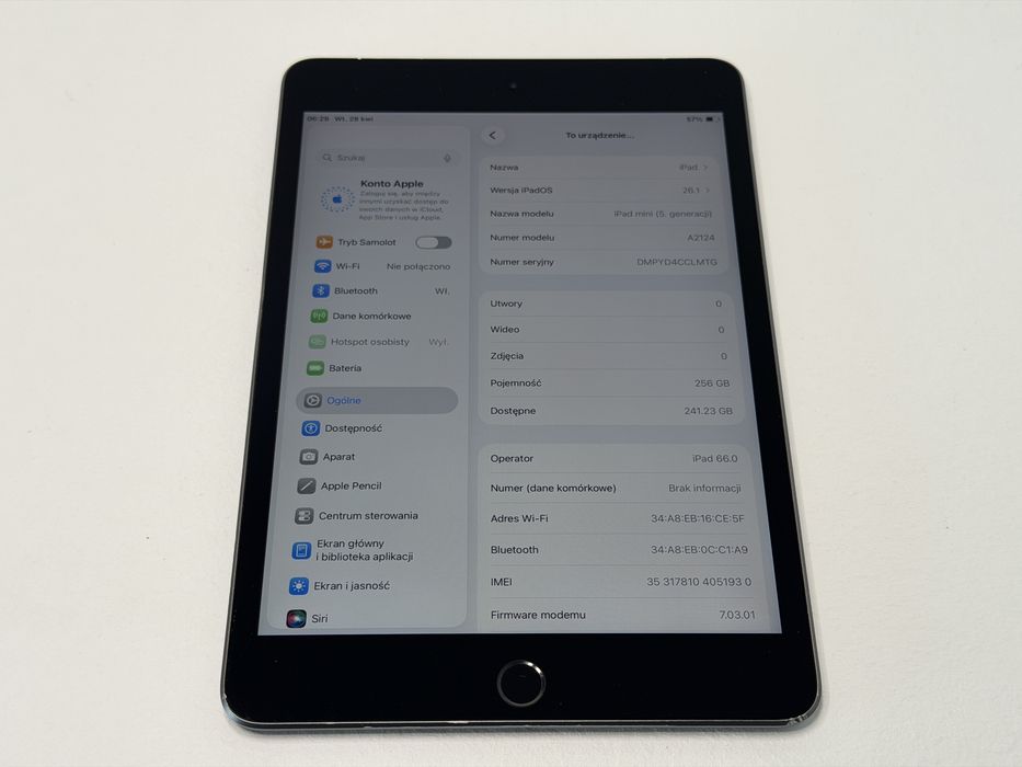 iPad mini 5 (A2124) - 256GB - Cellular (LTE) - faktura VAT 23%