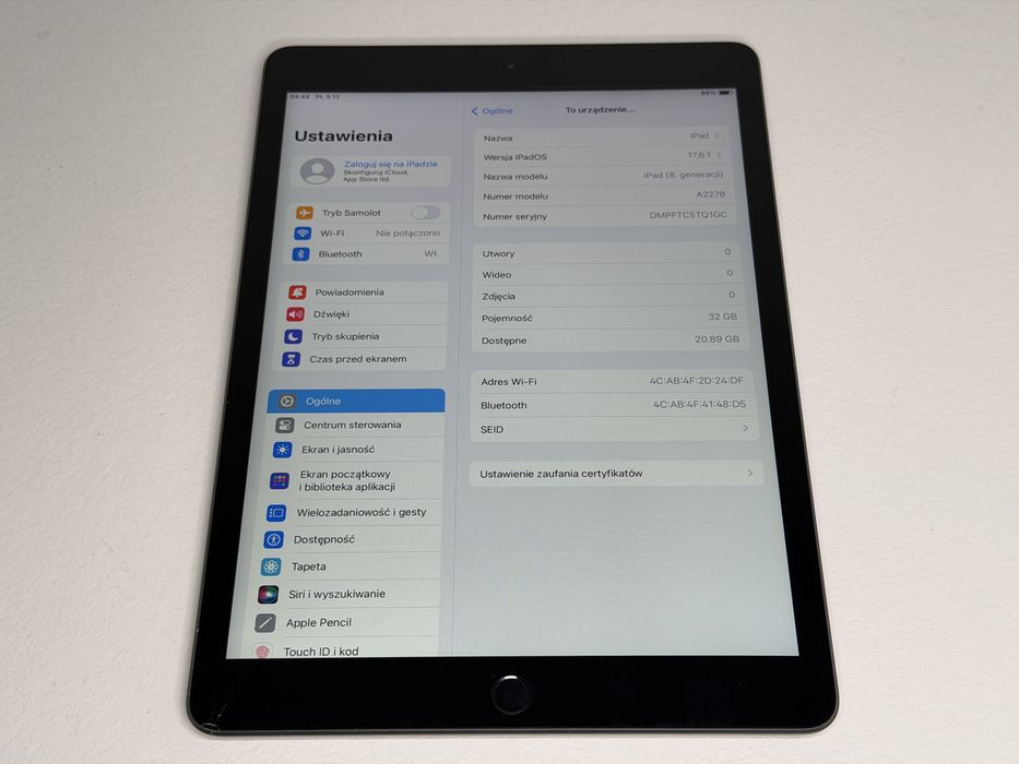 iPad 8. gen. (A2270) - 32GB - faktura VAT 23%