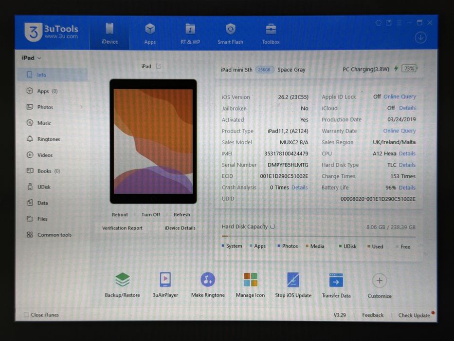 iPad mini 5 (A2124) - 256GB - Cellular (LTE) - faktura VAT 23%