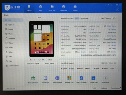 iPad Pro 10.5 (A1709) - 256GB - Cellular (LTE) - Space Gray - pęknięty - faktura VAT 23%