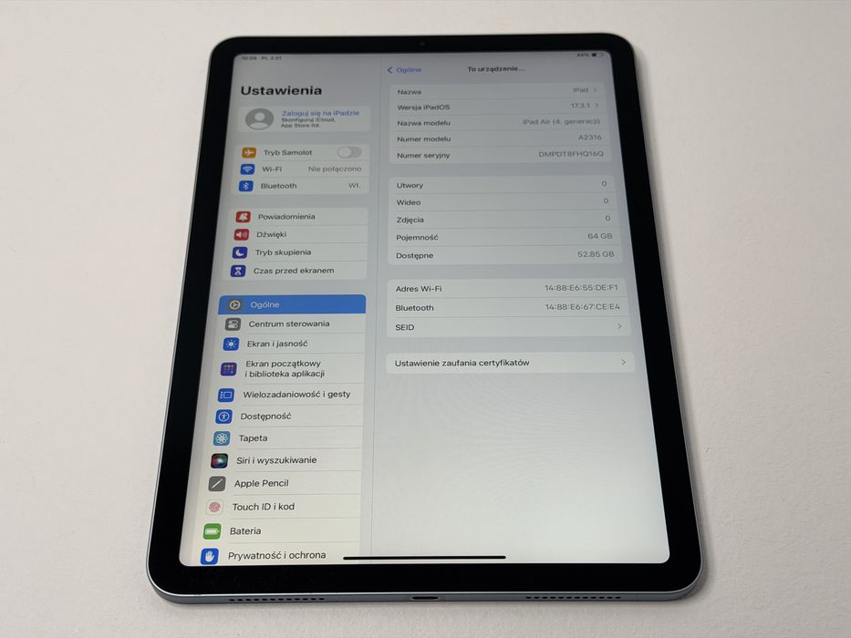 iPad Air 4 (A2316) - 64GB - faktura VAT 23%