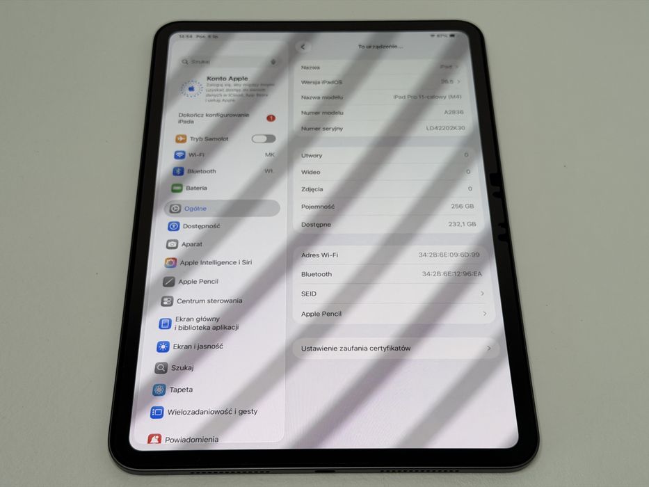 iPad Pro 11 5. gen. (A2836) Apple M4 + Apple Pencil Pro + klawiatura - faktura VAT 23%