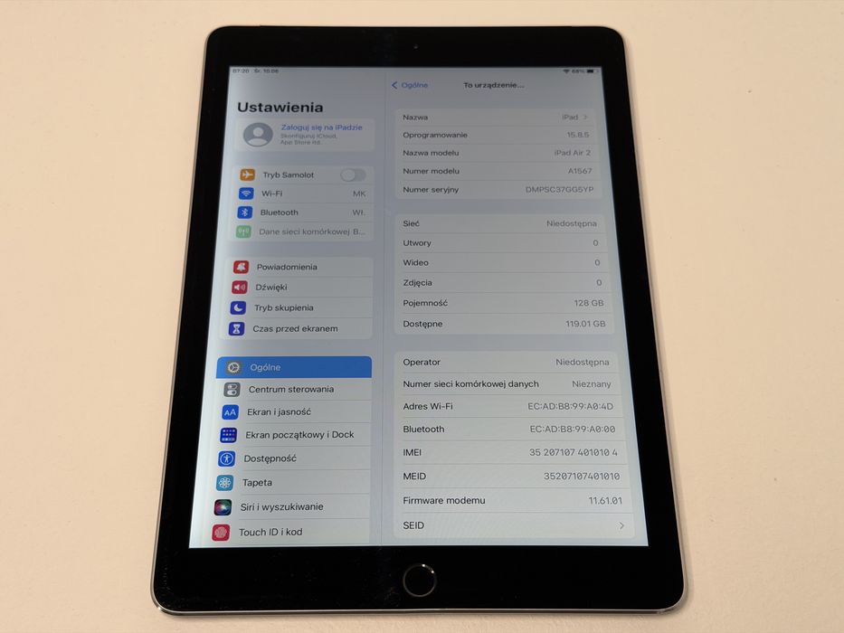 iPad Air 2 (A1567) - 128GB - Cellular (LTE) - faktura VAT 23%