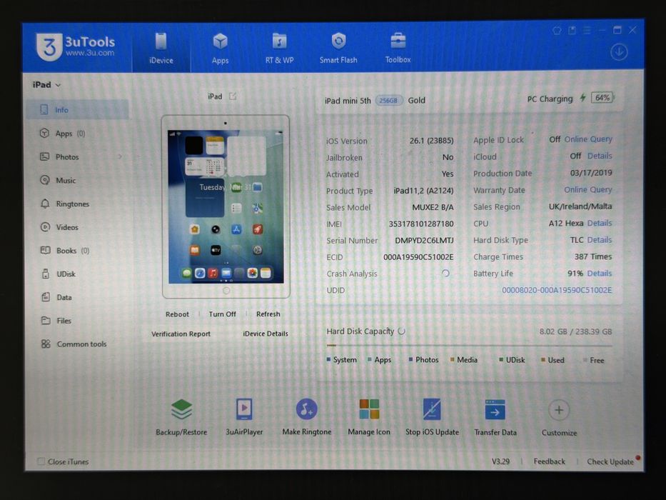 iPad mini 5 (A2124) - 256GB - Cellular (LTE) - faktura VAT 23%